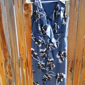 Tahari Sleeveless Dress Multicolor Sheath Size 6 Cascading Ruffle Accent